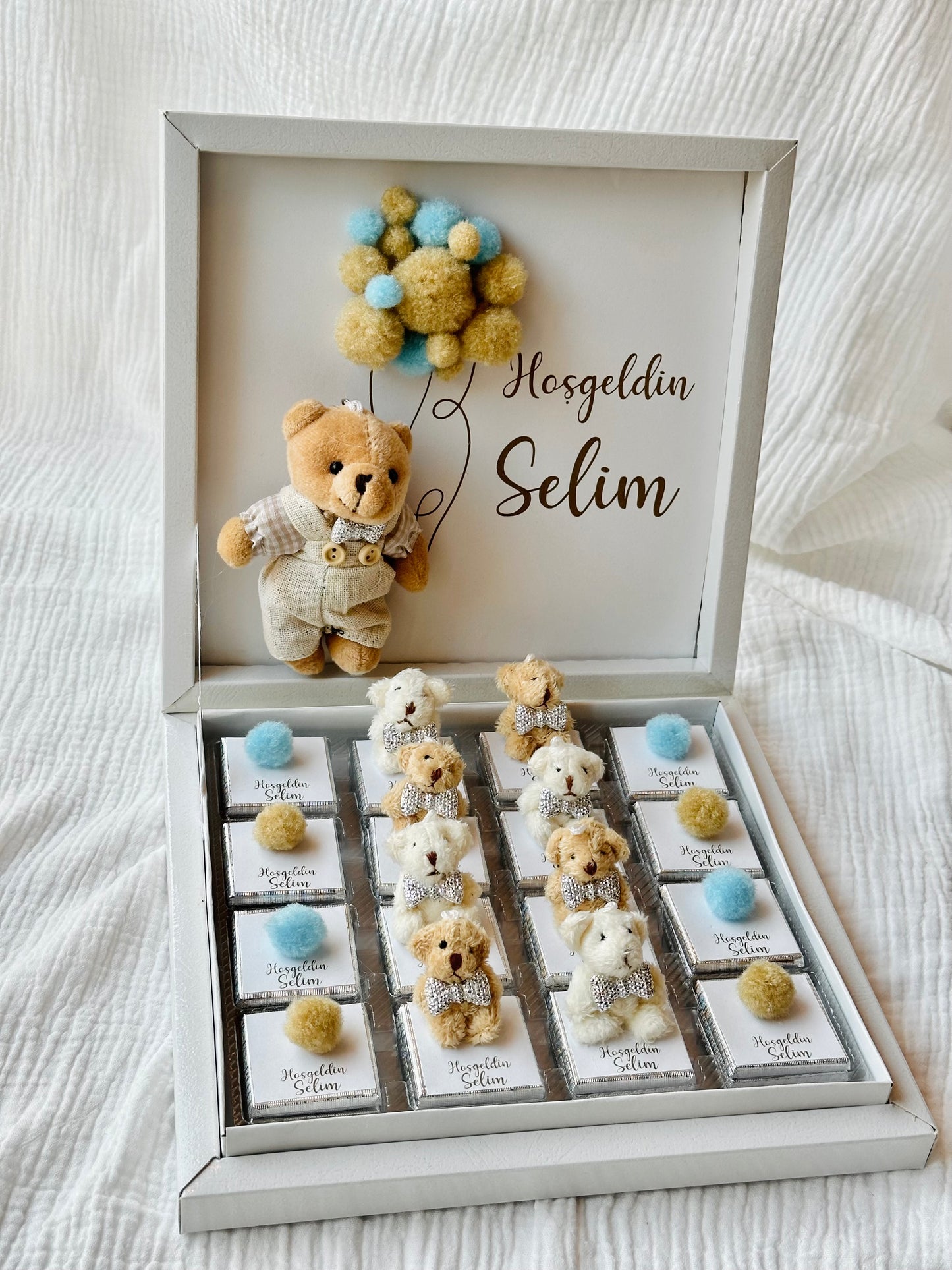 Schokobox mit Teddy, Gender Reveal, Baby Birthday, Taufe, Sünnet, Mevlüt