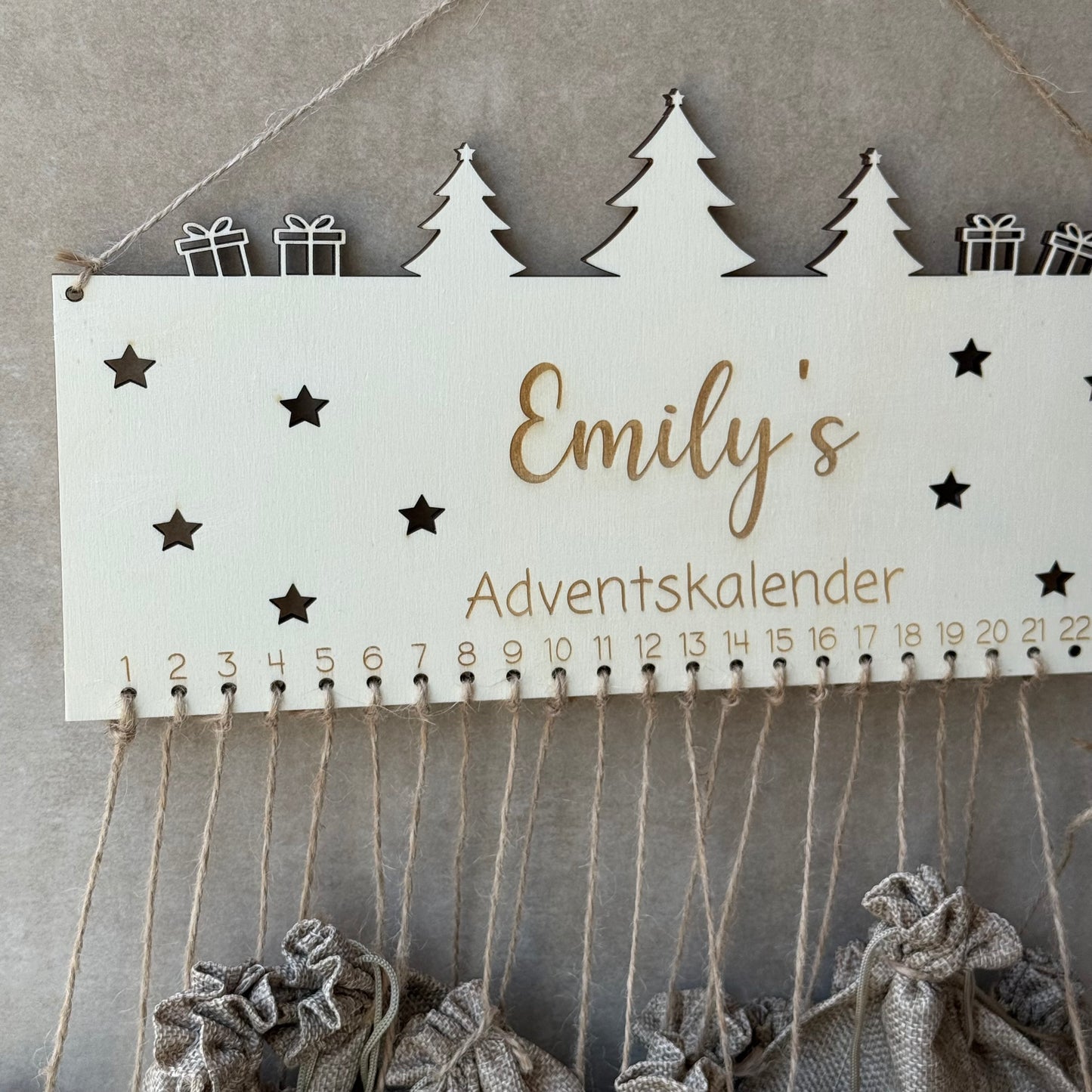 Personalisierter Adventskalender aus Holz zum selber befüllen
