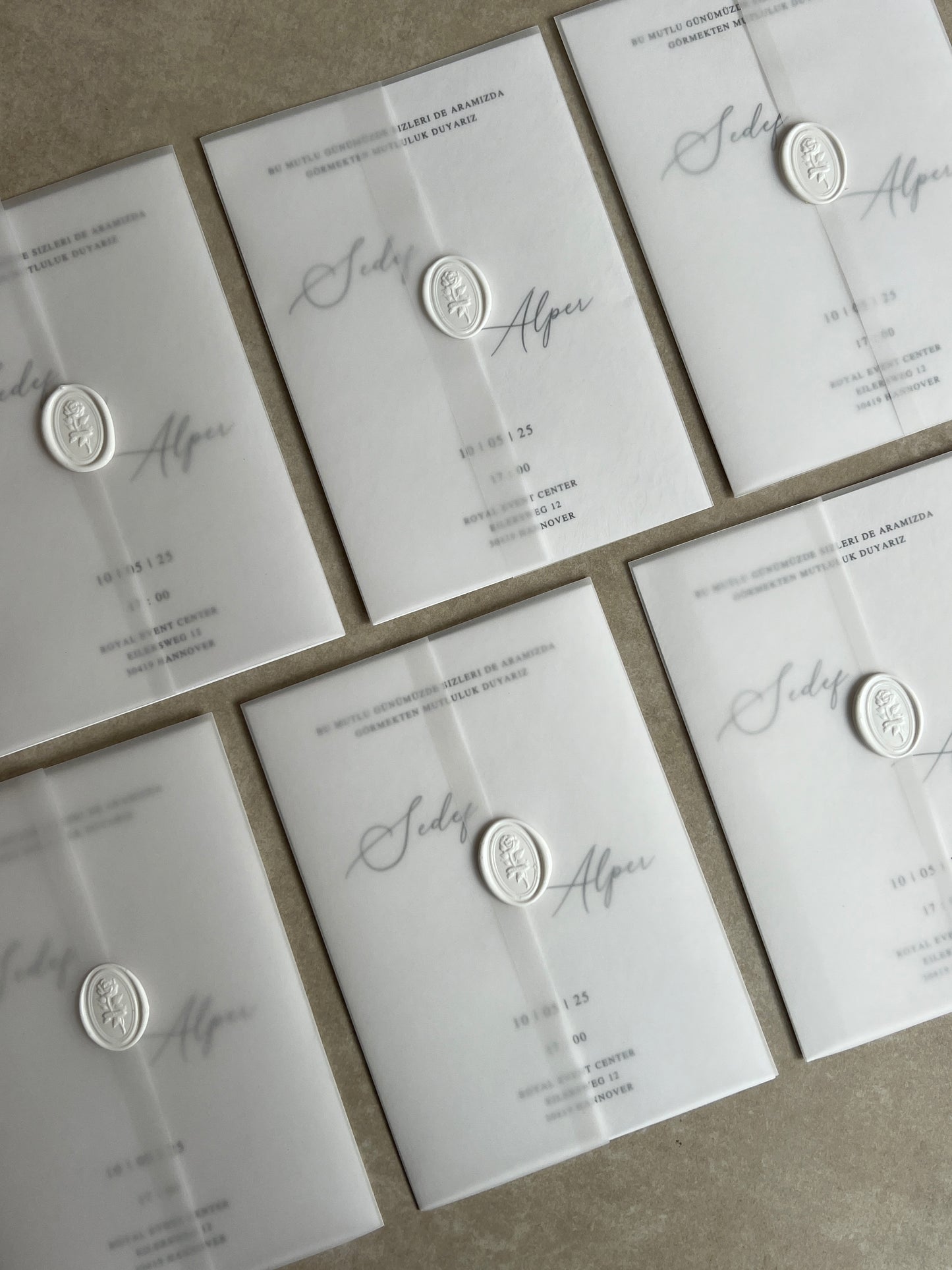 Edle Einladungskarten Hochzeit mit transparentem Umschlag mit Perlen und Siegel, Verlobung, Wedding Invitation, Mr & Mrs, Pearls, Wax Seals
