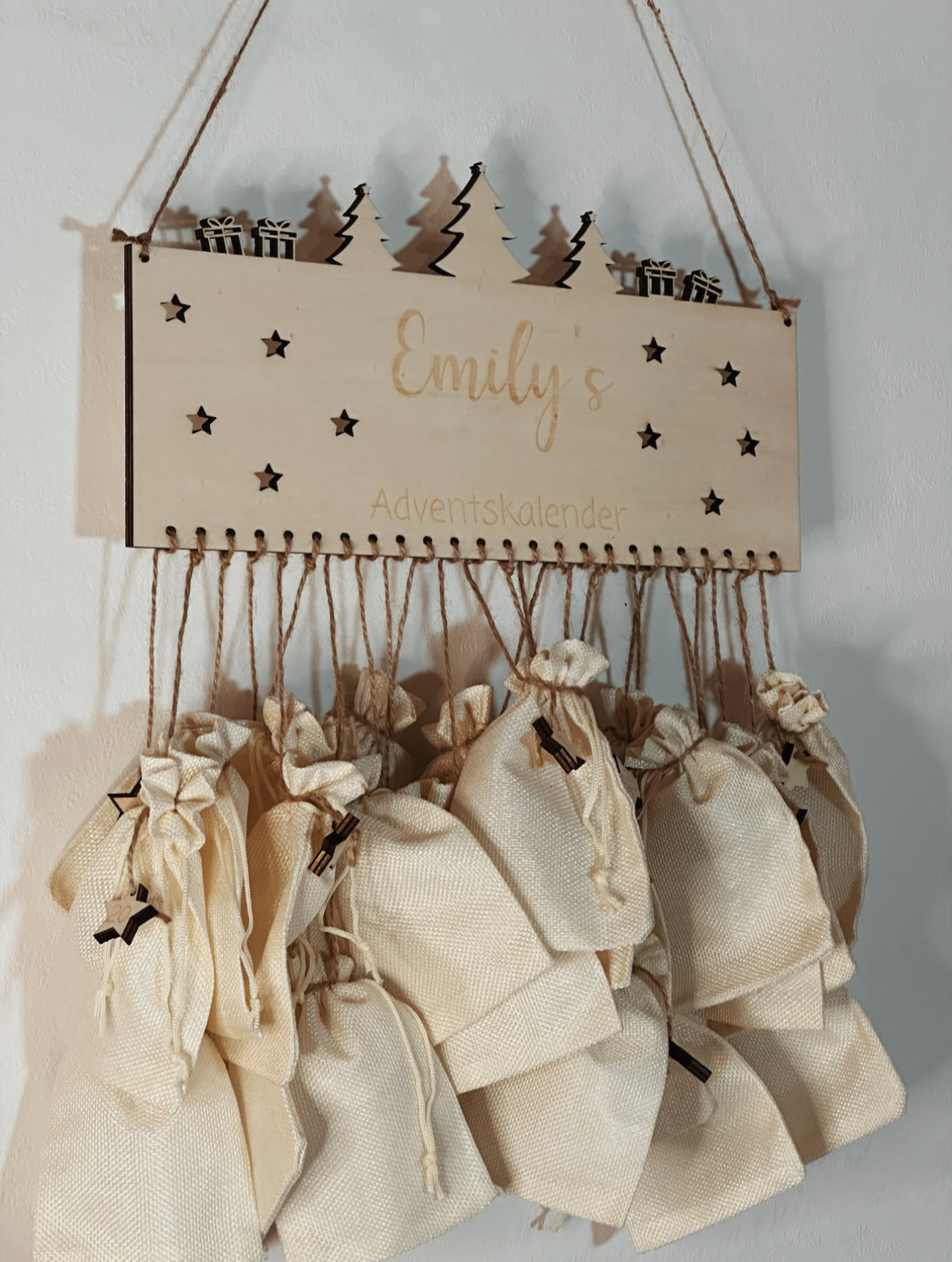 Personalisierter Adventskalender aus Holz zum selber befüllen