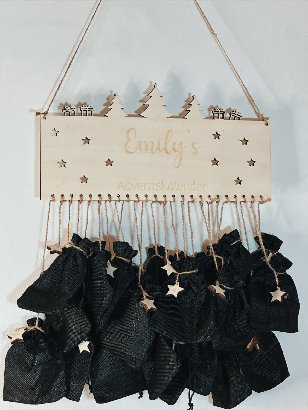 Personalisierter Adventskalender aus Holz zum selber befüllen
