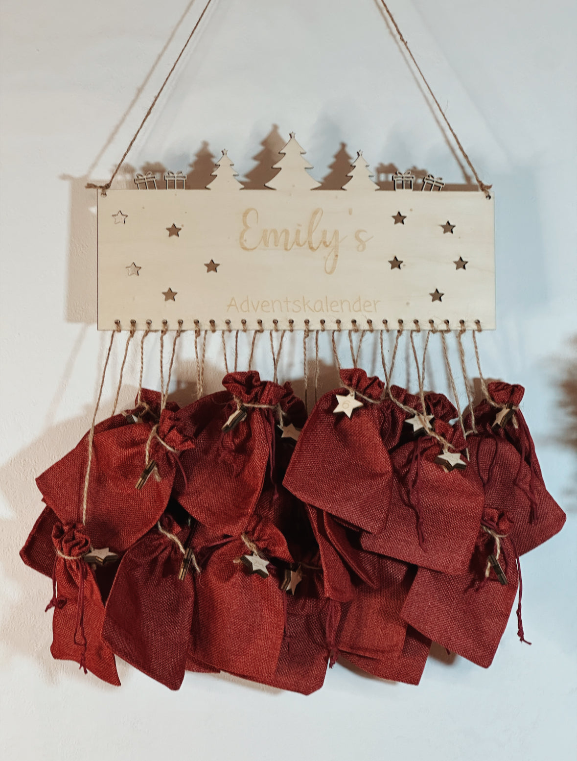 Personalisierter Adventskalender aus Holz zum selber befüllen