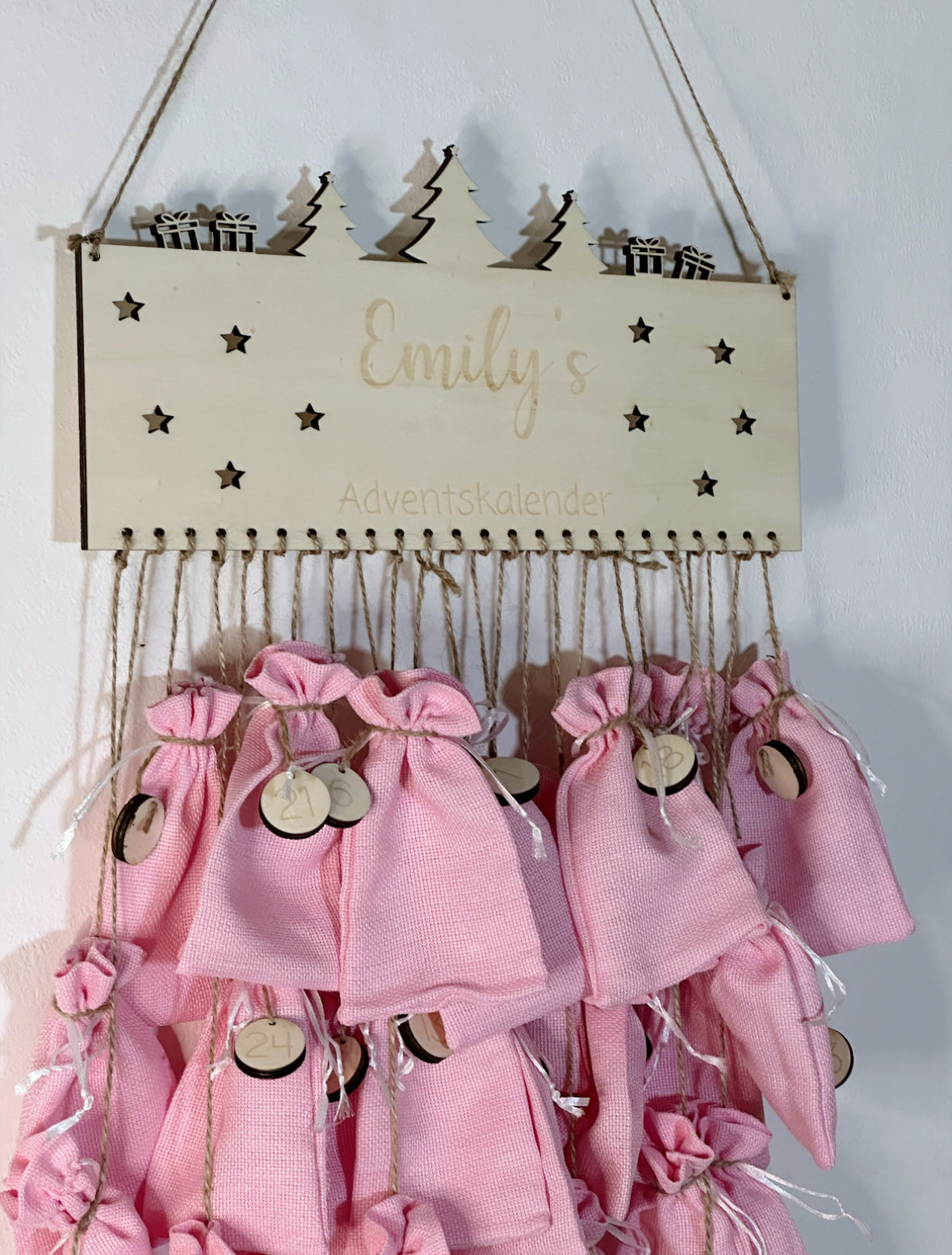 Personalisierter Adventskalender aus Holz zum selber befüllen