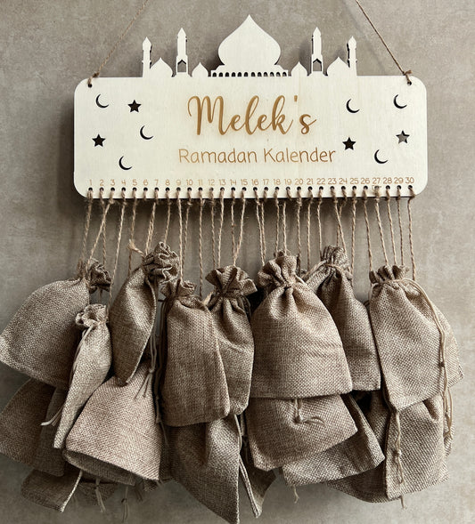 Personalisierter Ramadan Kalender aus Holz zum selber befüllen
