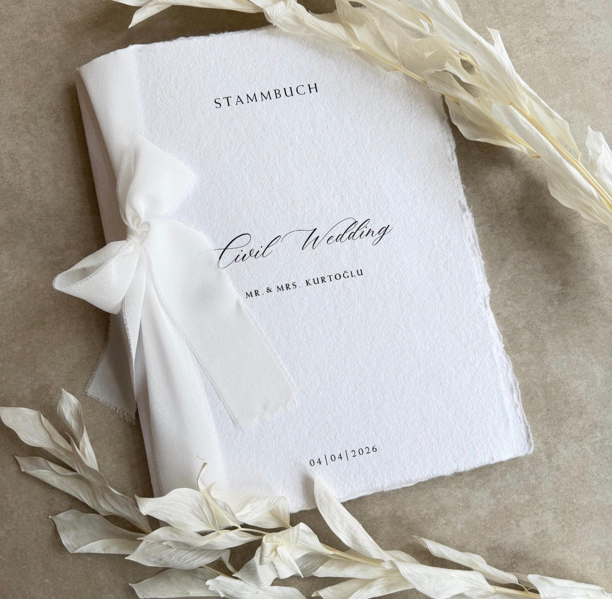 Personalisiertes Stammbuch Hochzeit aus Büttenpapier | Hochzeitsbuch | Erinnerungsbuch | A4 und A5 | Hochzeitsgeschenk | Ausfüllbuch | Atelza