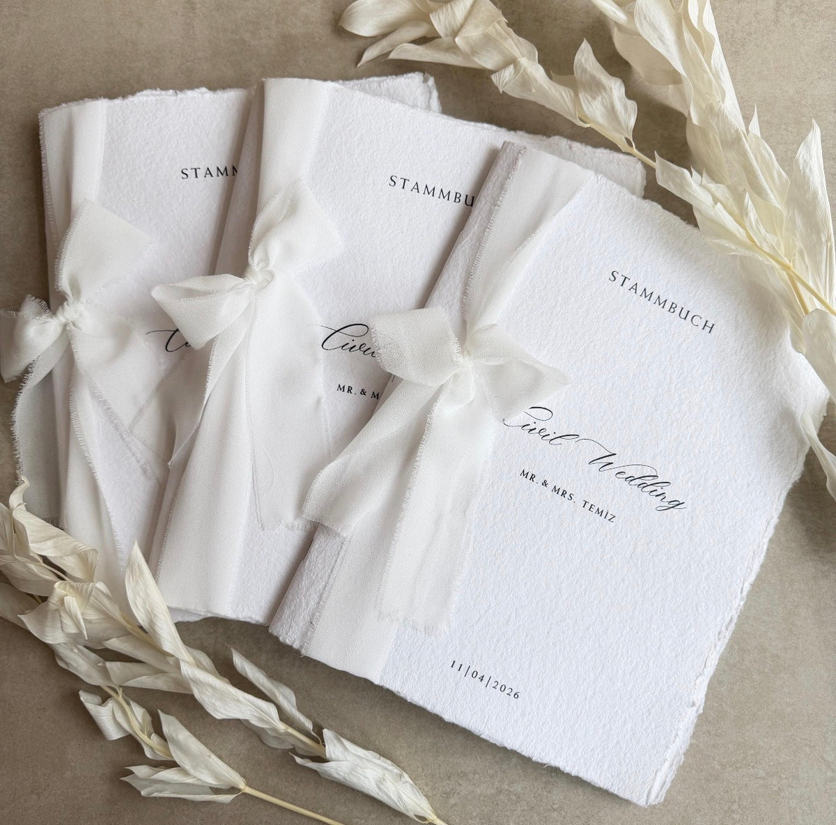 Personalisiertes Stammbuch Hochzeit aus Büttenpapier | Hochzeitsbuch | Erinnerungsbuch | A4 und A5 | Hochzeitsgeschenk | Ausfüllbuch | Atelza