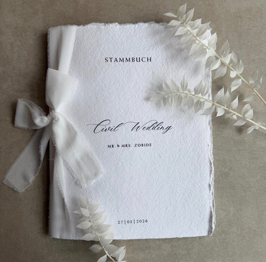 Personalisiertes Stammbuch Hochzeit aus Büttenpapier | Hochzeitsbuch | Erinnerungsbuch | A4 und A5 | Hochzeitsgeschenk | Ausfüllbuch | Atelza